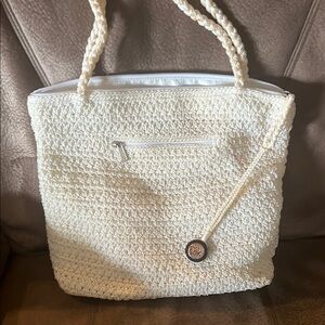 The Sak Crochet White Vintage Tote Bag
